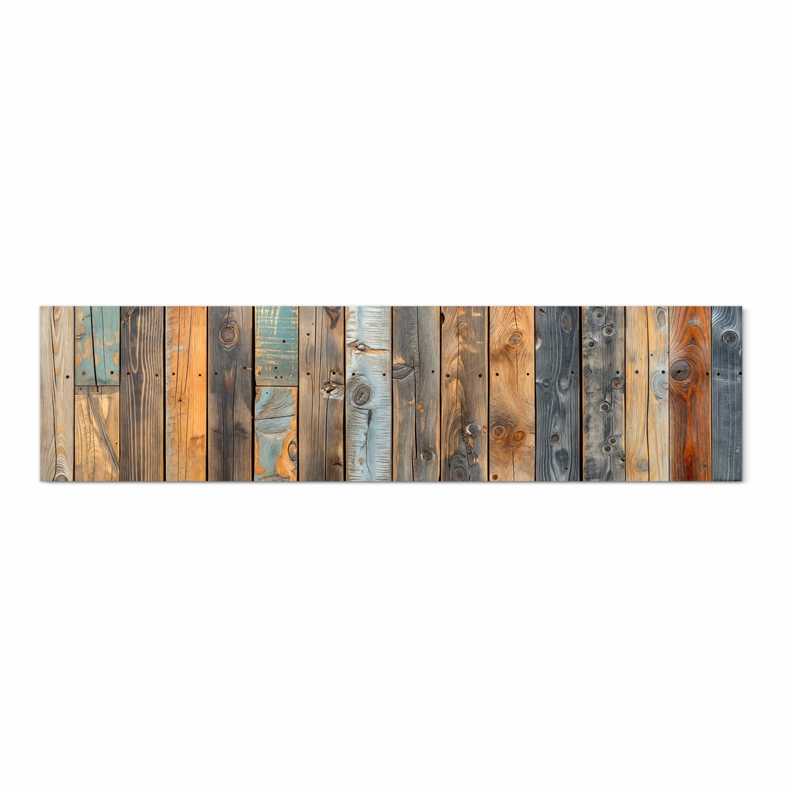 Komfortabler waschbarer Küchenteppich mit Motiv Holzwandpaneele in Frontansicht