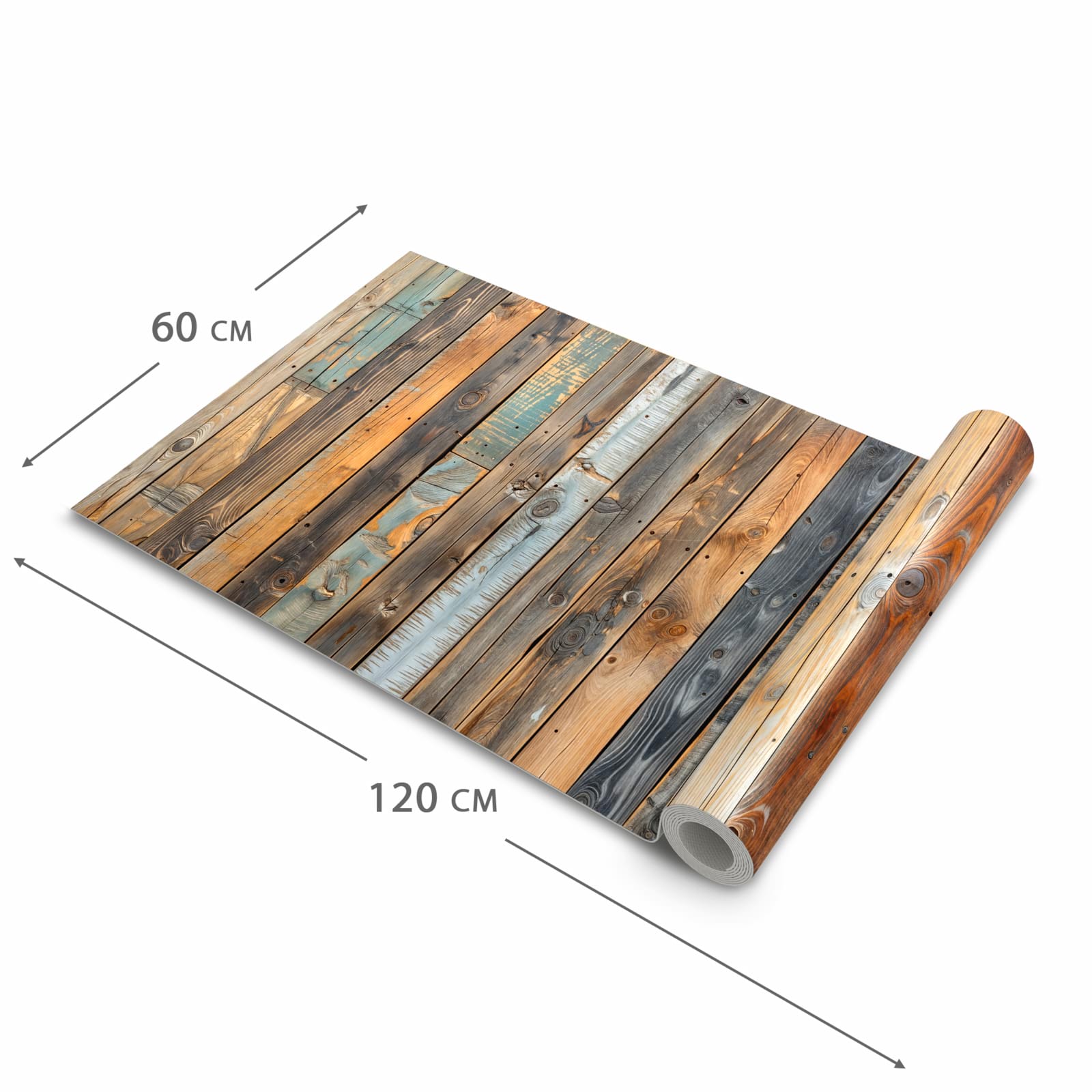 Fleckenresistenter waschbarer Teppich Küche mit Motiv Holzwandpaneele in der Grösse 60x90 cm