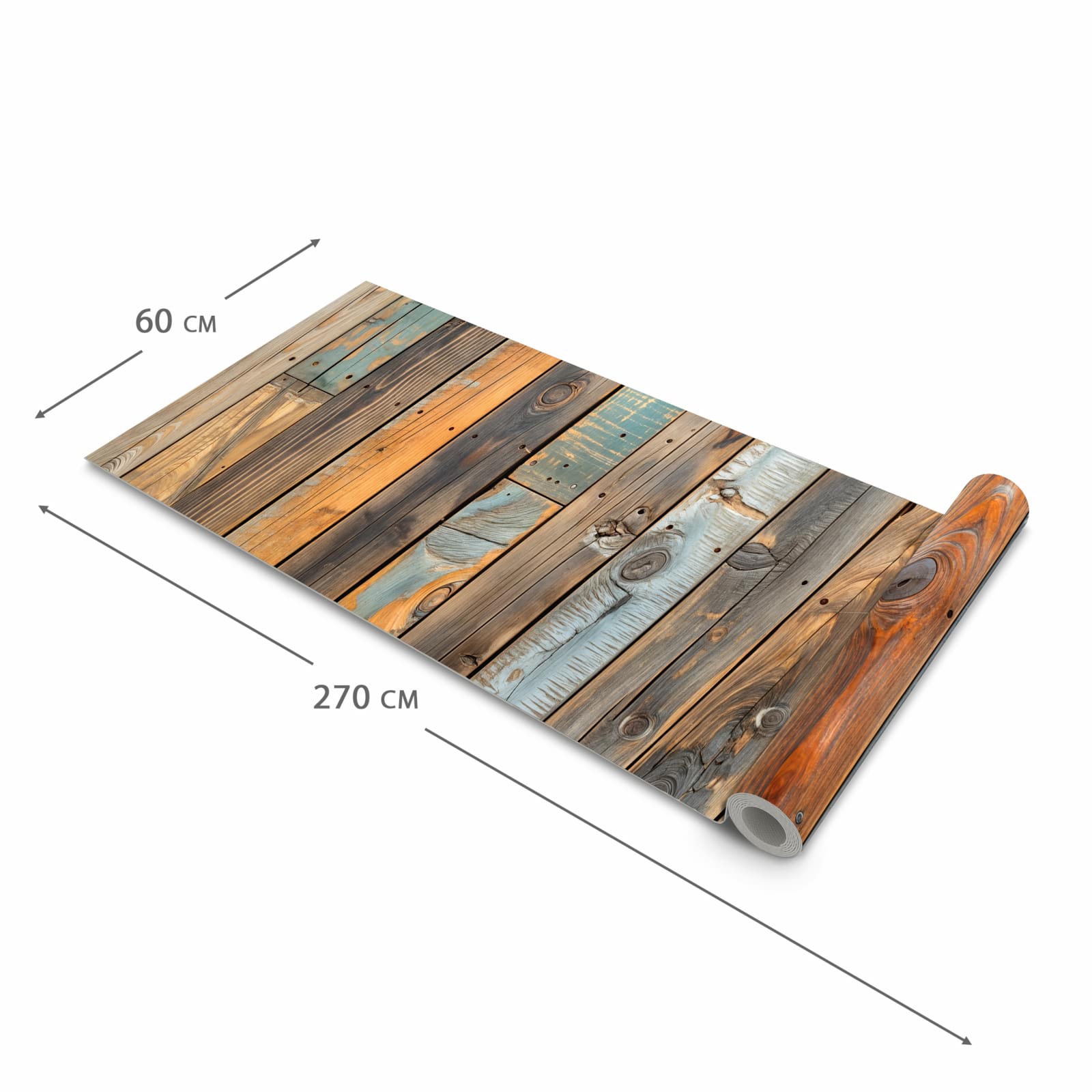 Flacher waschbarer Läufer Küche mit Motiv Holzwandpaneele in der Größe 60x90 cm