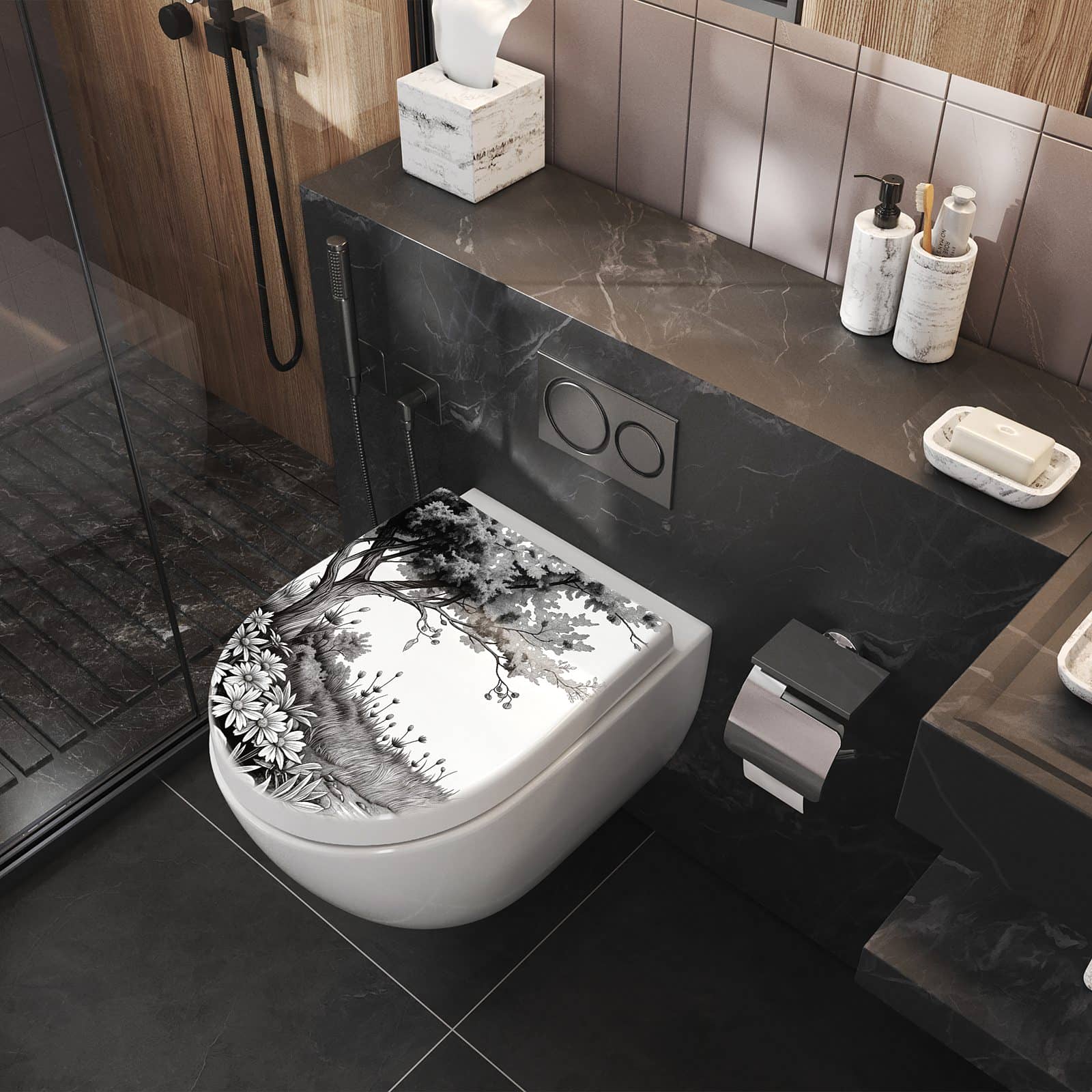 WC-Sitz mit Absenkautomatik Natur Illustration