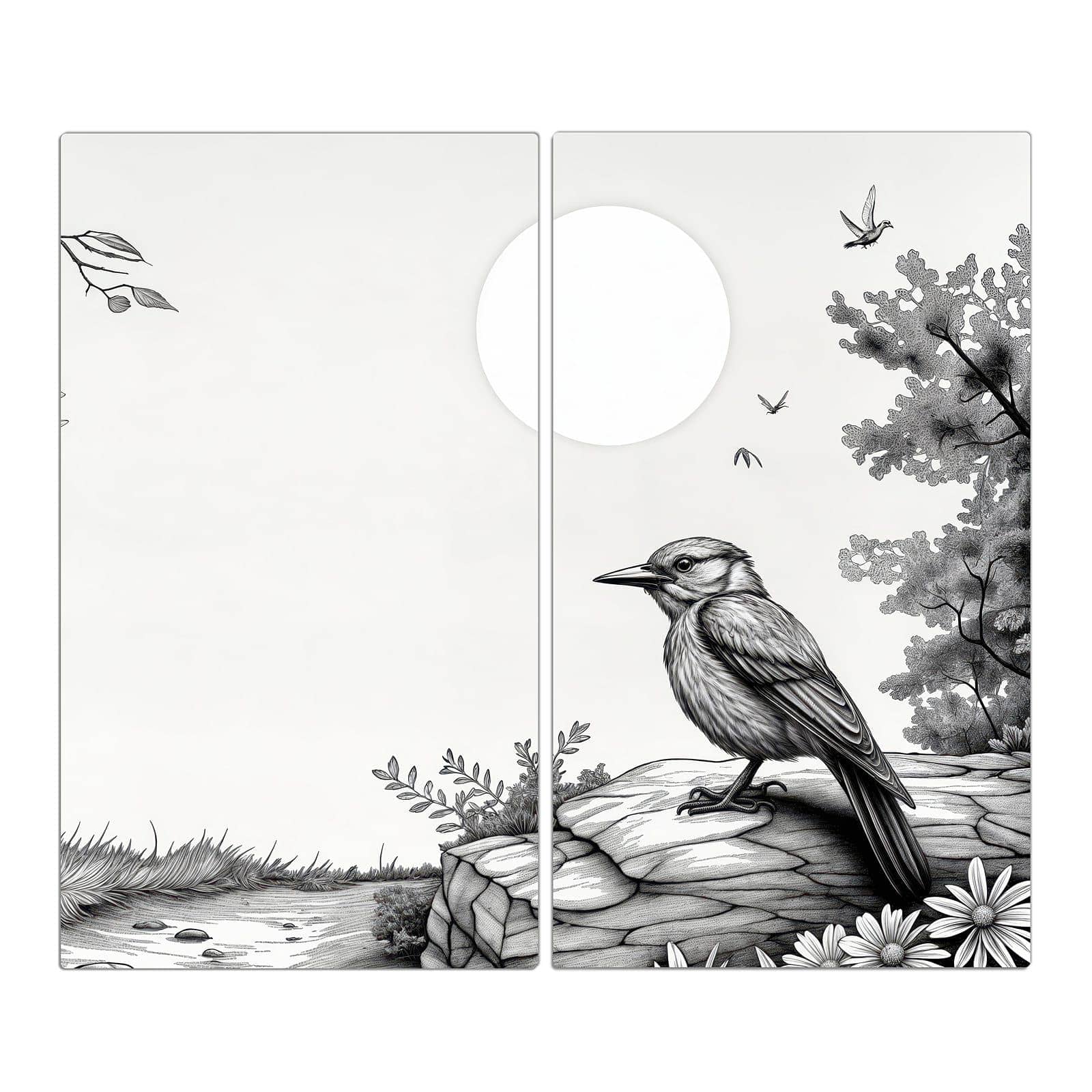 2-teilige Abdeckplatte für Ceranfeld mit Natur Illustration-Motiv in der Frontansicht #grösse_2-Teilig (60x52cm)