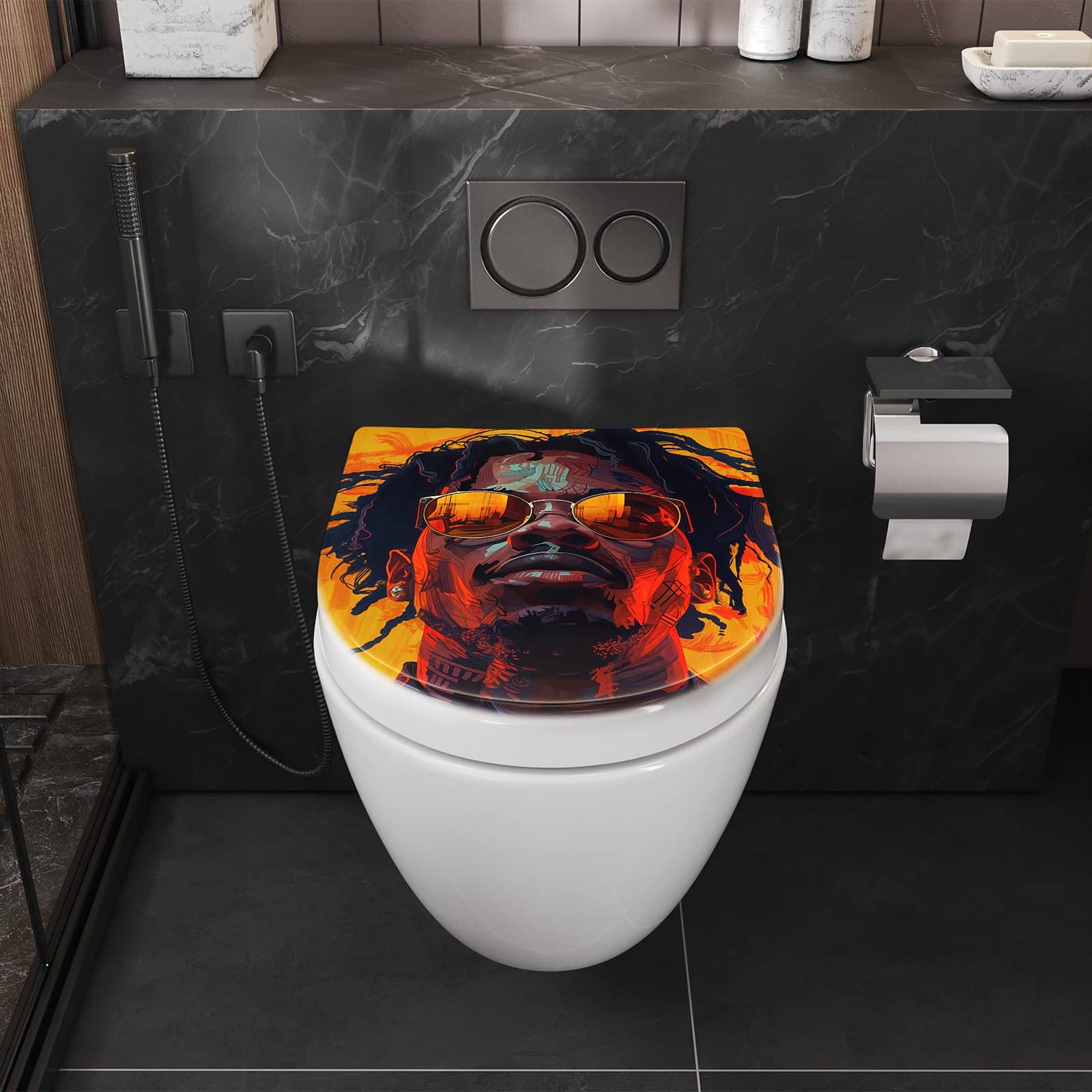 WC-Sitz mit Absenkautomatik Künstlerischer Look