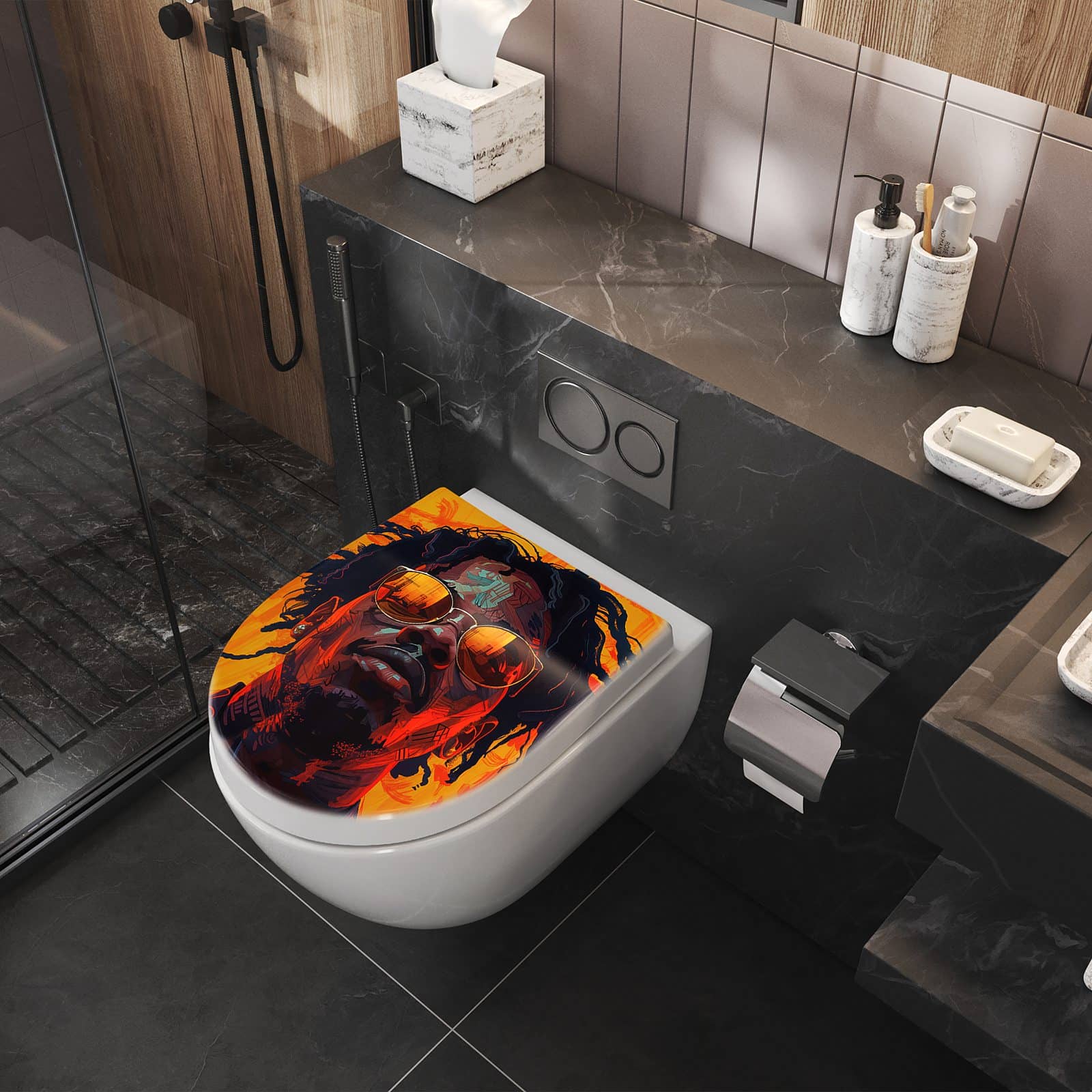 WC-Sitz mit Absenkautomatik Künstlerischer Look