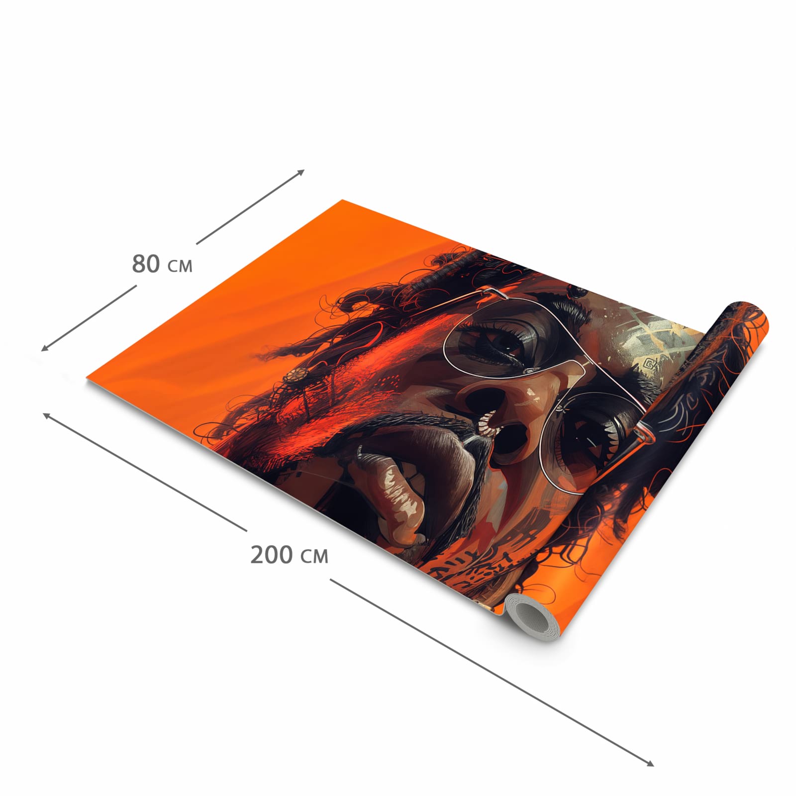 Strapazierfähiger dünner Teppich mit Motiv Stilvolle Brillengesicht in der Grösse 60x300 cm