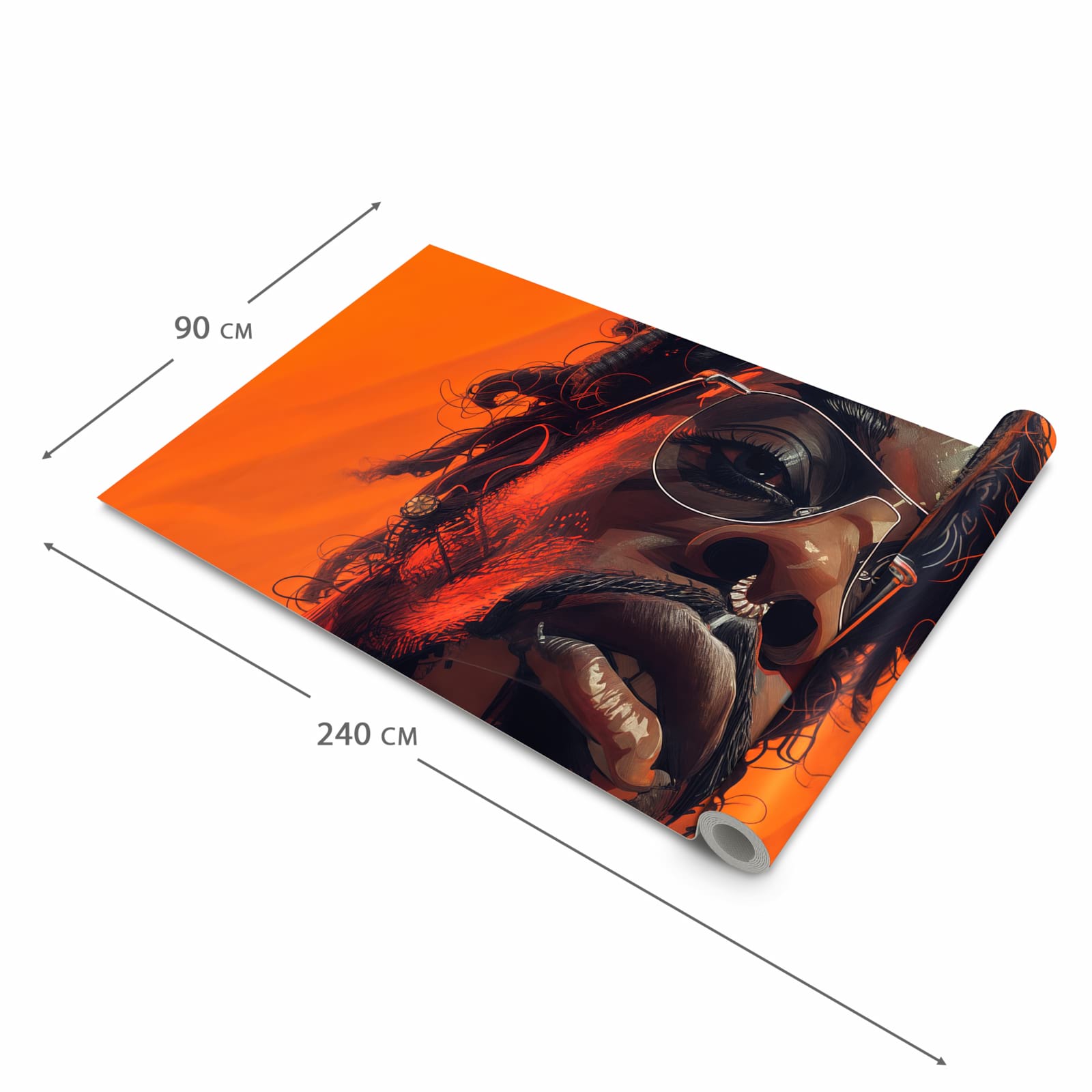 Rutschfester Küchenteppich mit Motiv Stilvolle Brillengesicht in der Größe 60x300 cm schützt den Boden