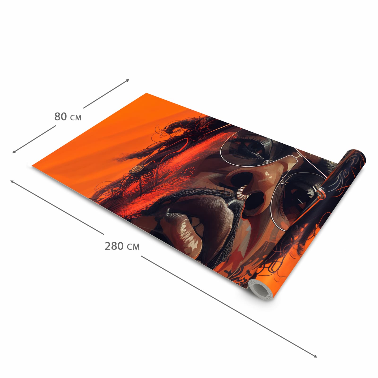 Langlebiger waschbarer Teppich mit Motiv Stilvolle Brillengesicht in der Grösse 60x300 cm