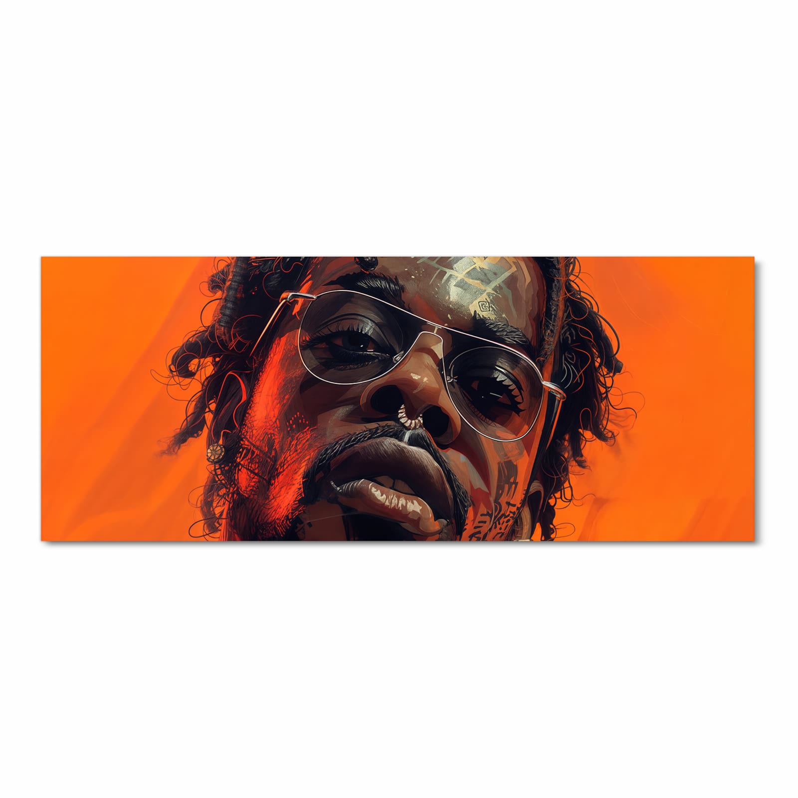 Bodenschonender rutschfester Läufer mit Motiv Stilvolle Brillengesicht in Frontansicht