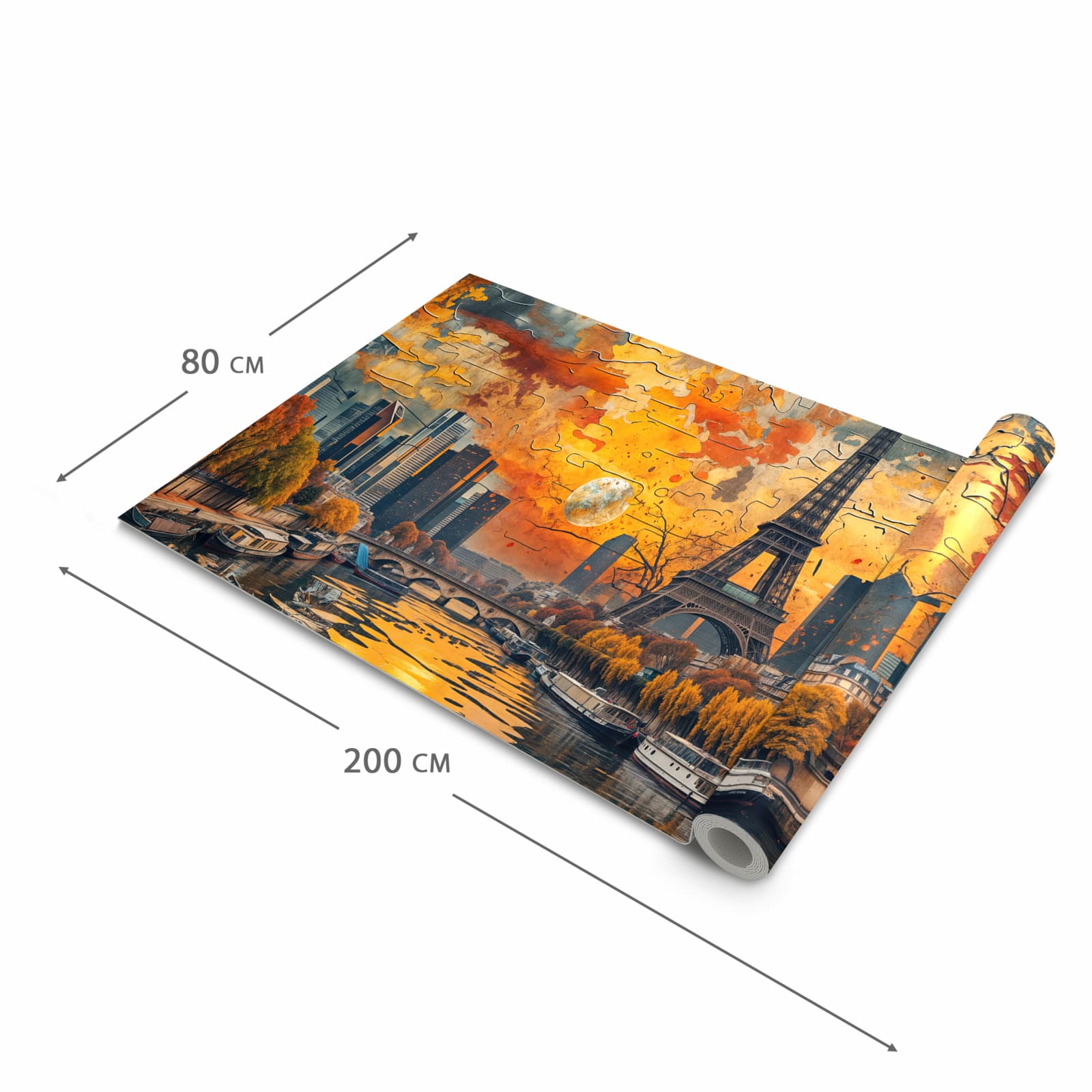 Komfortabler Läufer Küche mit Motiv Eiffelturm Skyline in der Grösse 60x270 cm