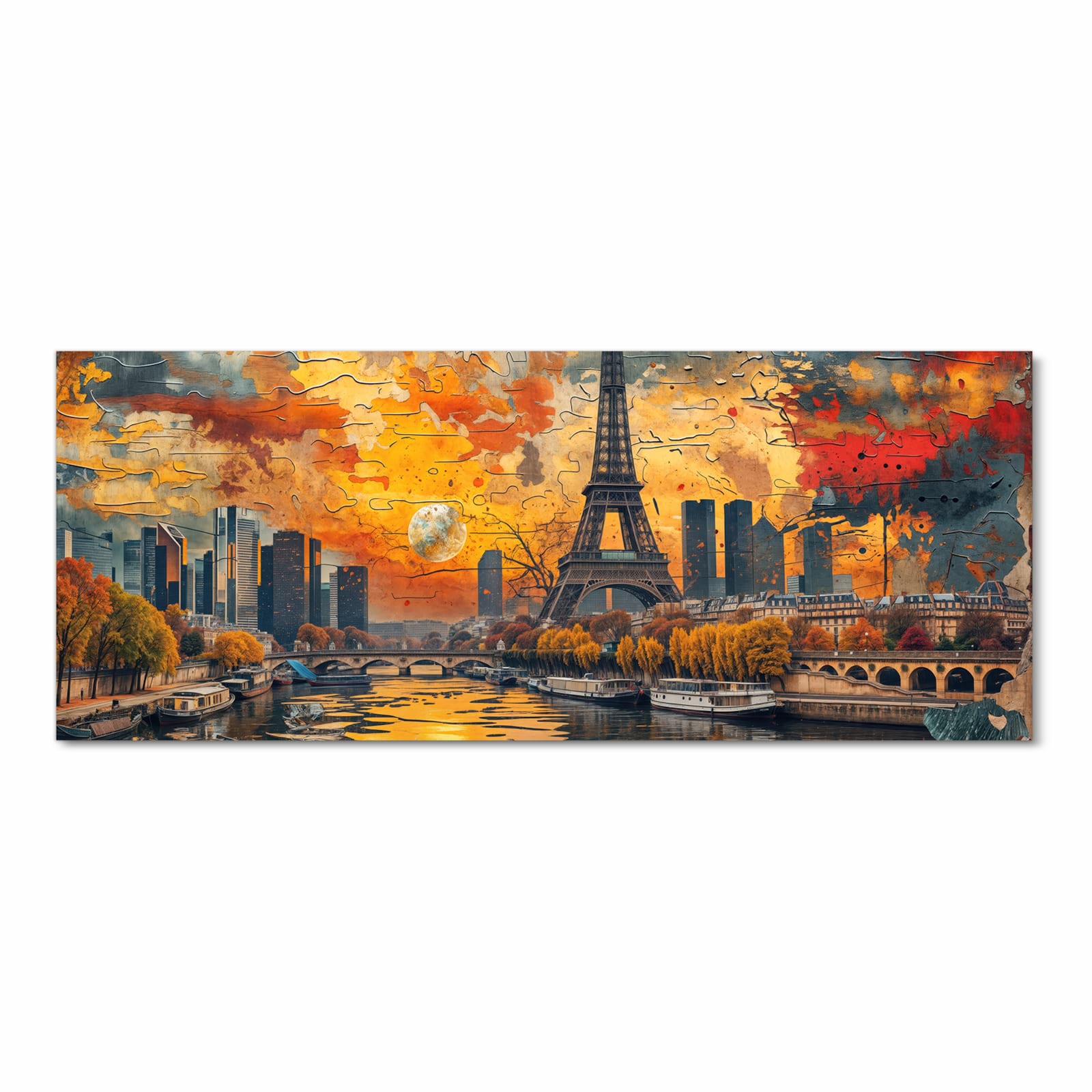 Pflegeleichter Küchenläufer mit Motiv Eiffelturm Skyline in Frontansicht