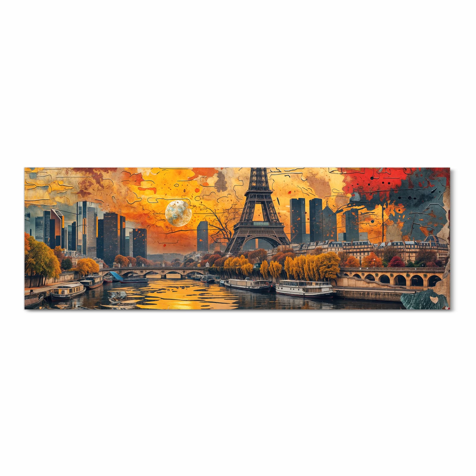 Komfortabler Küchenläufer mit Motiv Eiffelturm Skyline in Frontansicht