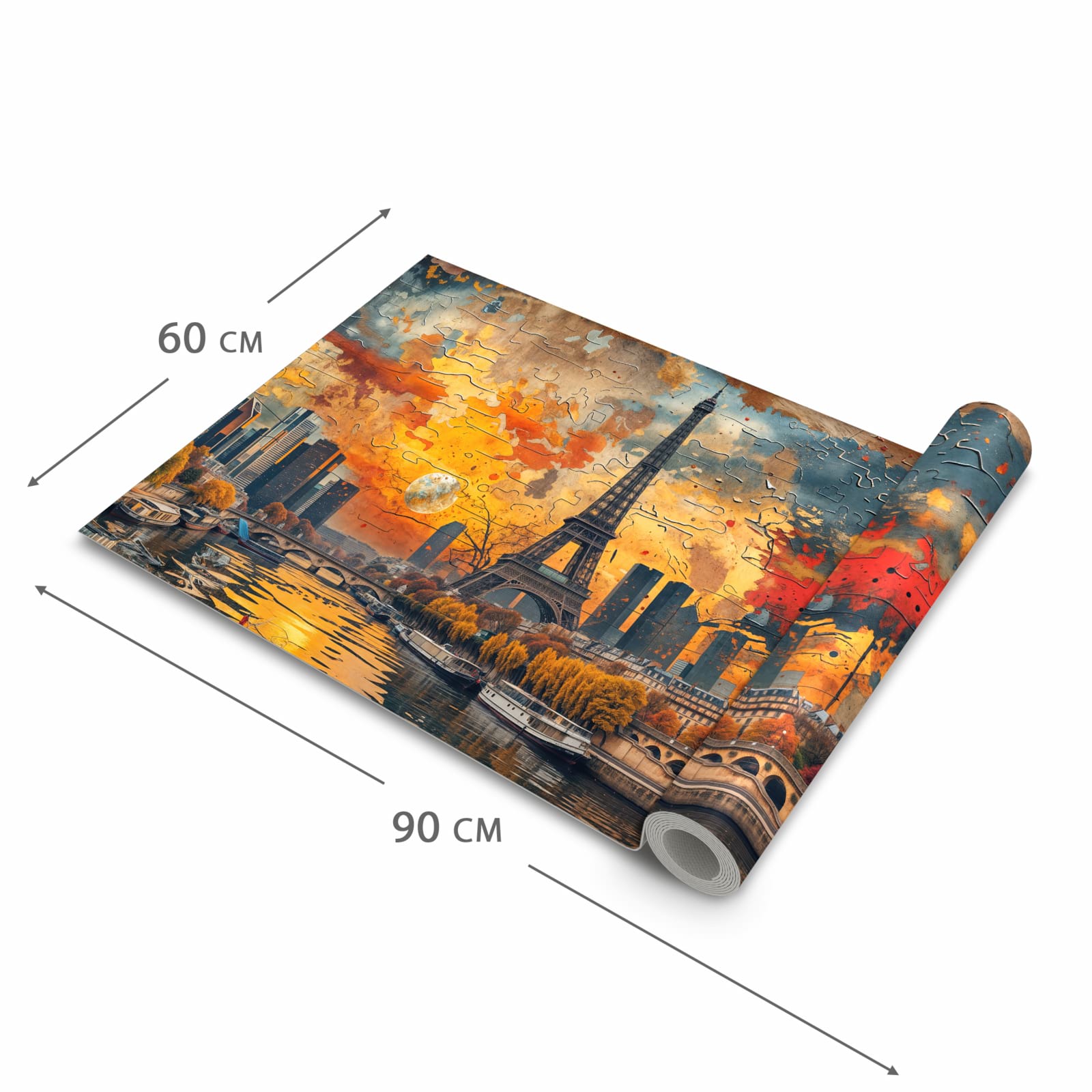 UV-beständiger Läufer für die Küche mit Motiv Eiffelturm Skyline in der Grösse 60x270 cm