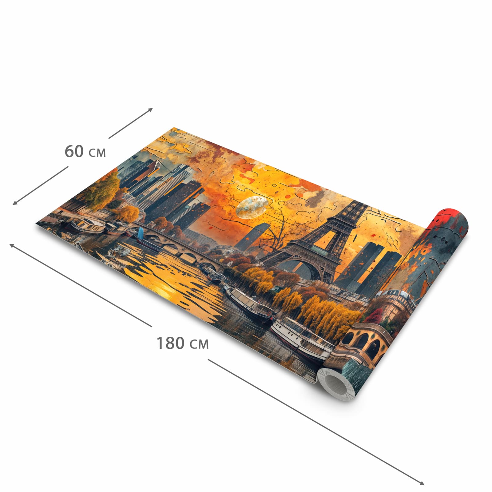 Küchenteppich mit Motiv Eiffelturm Skyline in der Grösse 60x270 cm für sichere Aufbewahrung