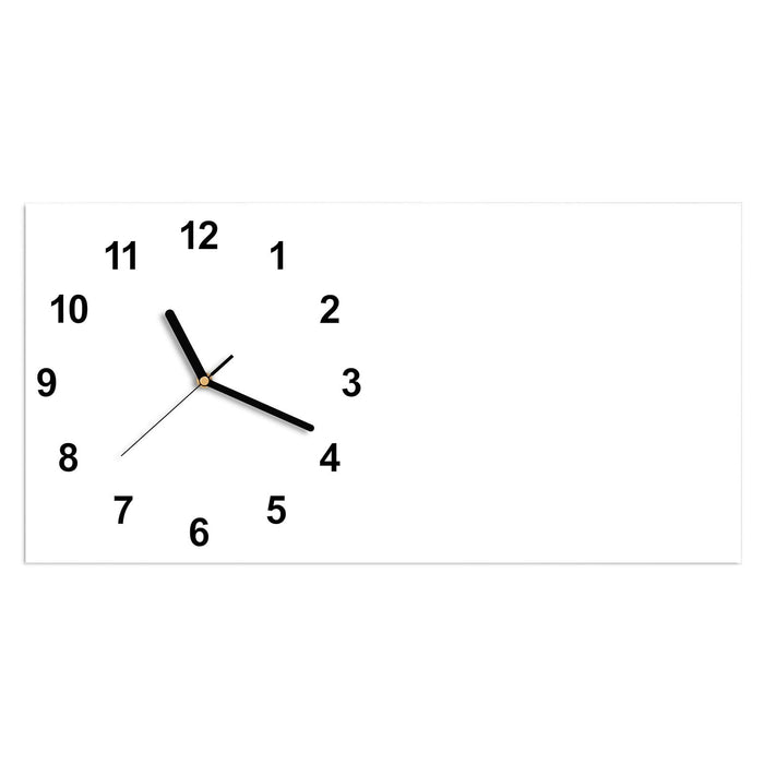 Wanduhr Weisser, Heller Hintergrund aus Glas – Querformat 60 × 30 cm mit Ziffernblatt Modern
