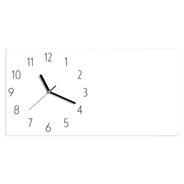 Wanduhr Weisser, Heller Hintergrund aus Glas – Querformat 60 × 30 cm mit Ziffernblatt Elegant