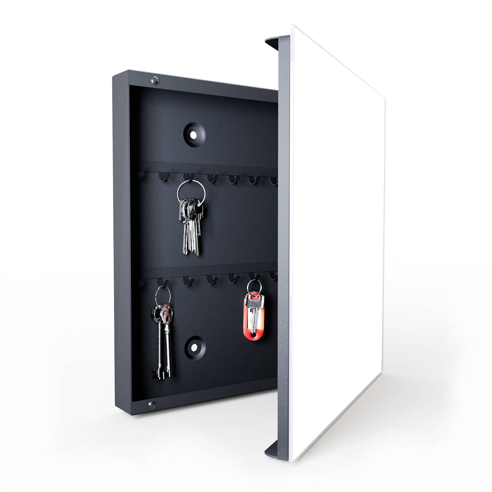 Universell passender Schlüsselkasten vintage mit Motiv Weisser, Heller Hintergrund in geöffneter Innenansicht