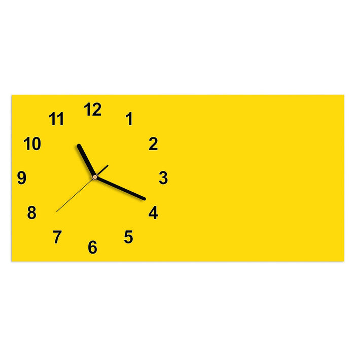 Wanduhr Oranger Hintergrund III aus Glas – Querformat 60 × 30 cm mit Ziffernblatt Modern