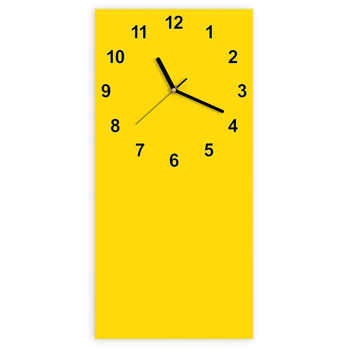Wanduhr aus Glas, Ziffernblatt Modern mit Motiv Kanariengelb: Vollfläche in kräftigem, hellem Gelb