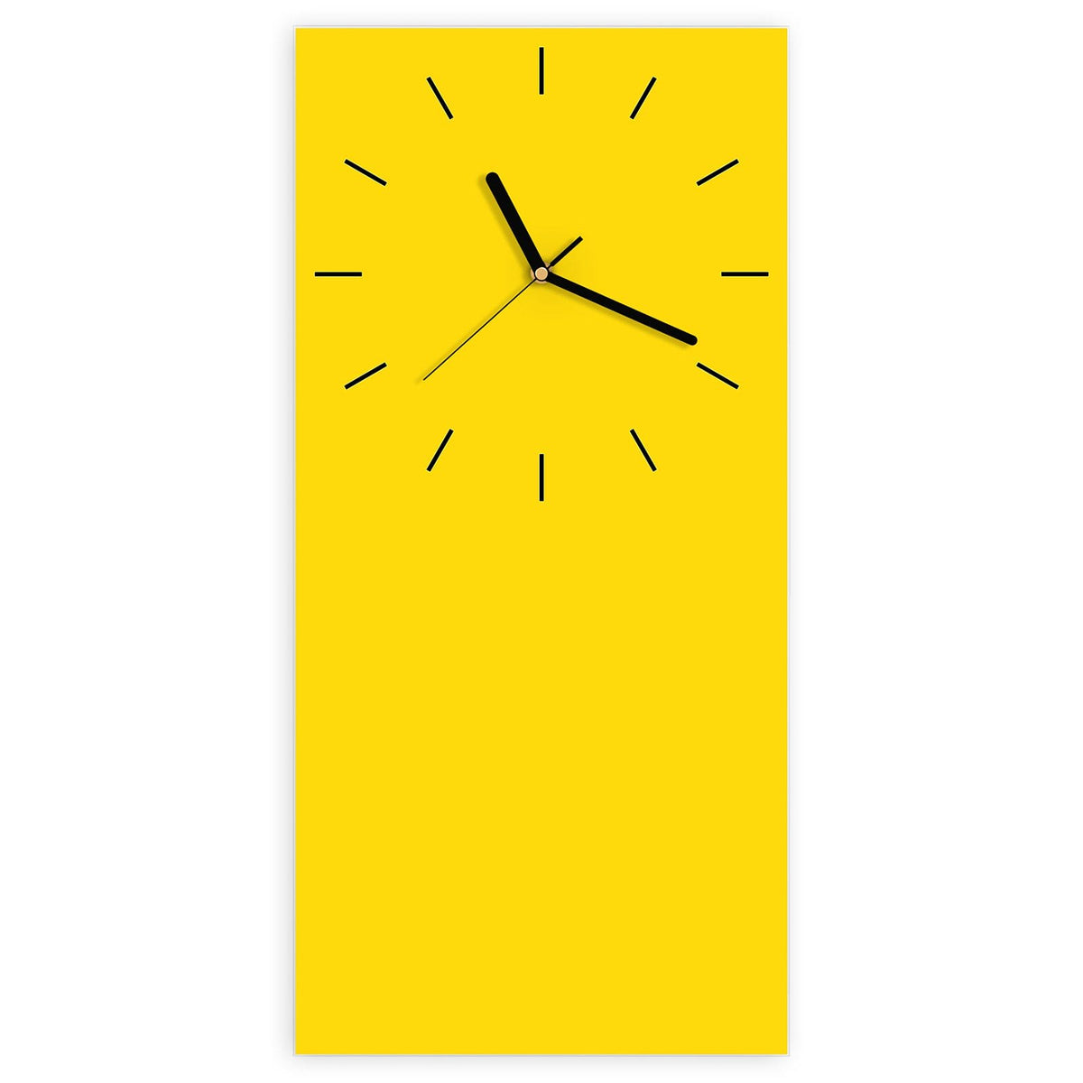 Wanduhr aus Glas, Ziffernblatt Linie mit Motiv Kanariengelb: Vollfläche in kräftigem, hellem Gelb