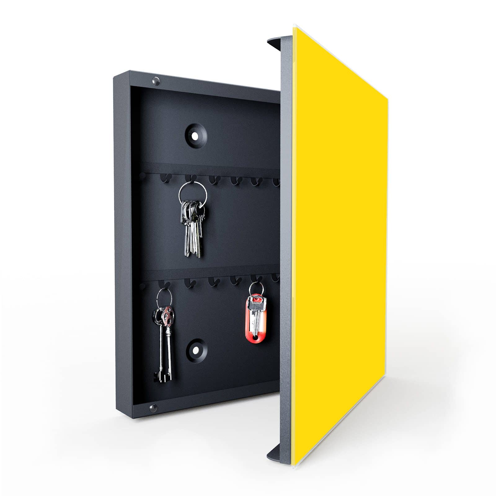 Magnetischer schlüsselkasten groß mit Motiv Oranger Hintergrund III in geöffneter Innenansicht