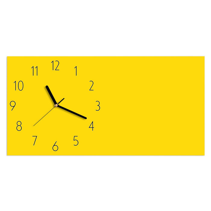 Wanduhr Oranger Hintergrund III aus Glas – Querformat 60 × 30 cm mit Ziffernblatt Elegant
