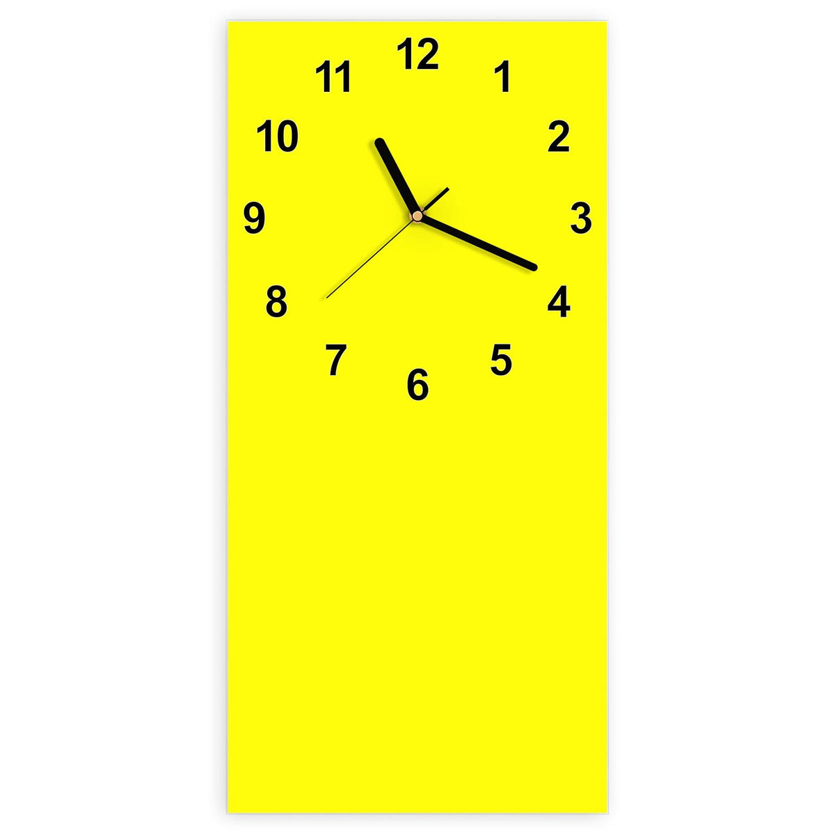 Wanduhr aus Glas, Ziffernblatt Modern mit Motiv Zitronengelb: Vollflächiges reines, sehr grelles Gelb