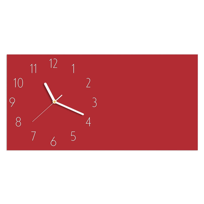 Wanduhr Weinroter Hintergrund III aus Glas – Querformat 60 × 30 cm mit Ziffernblatt Elegant