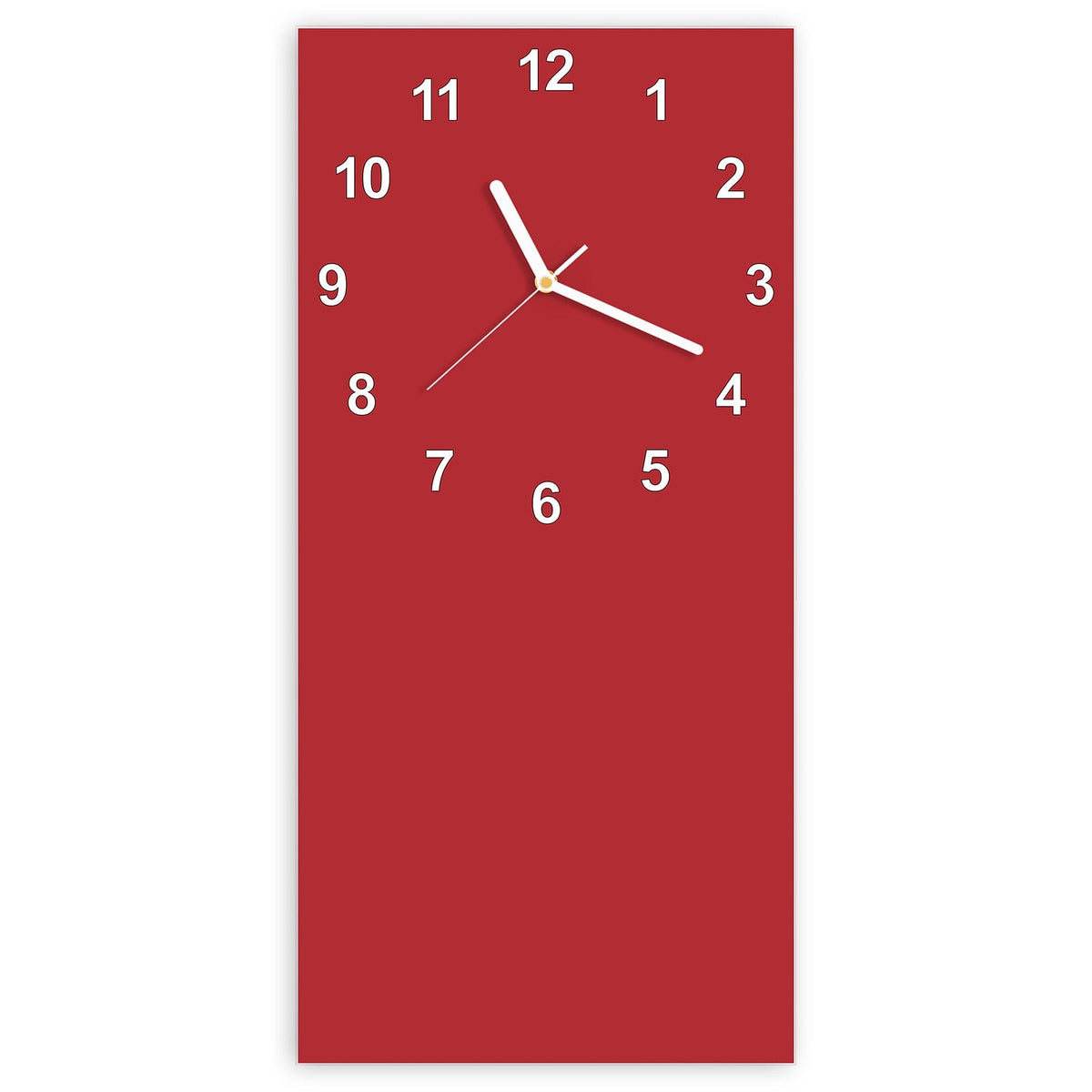 Wanduhr aus Glas, Ziffernblatt Modern mit Motiv Kirschrot: Vollfläche in hellerem, kräftigem Rotbraun