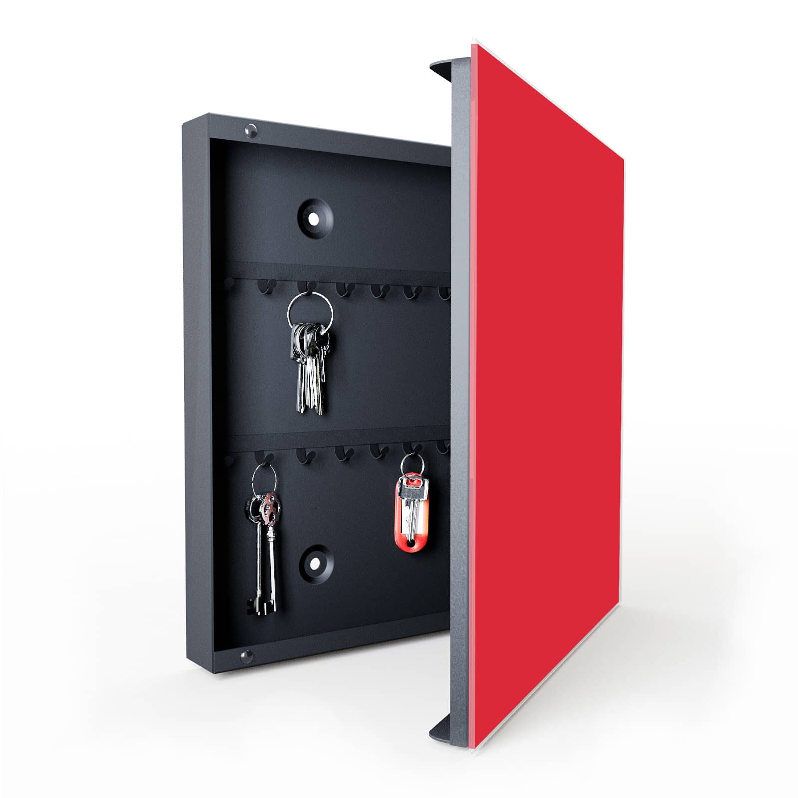 Farbechte Schlüsselaufbewahrung mit Motiv Pink-Roter Hintergrund in geöffneter Innenansicht