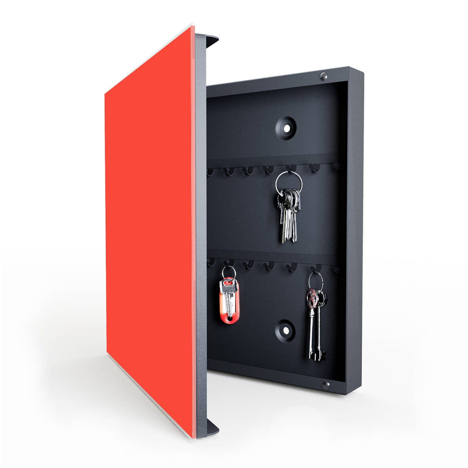 UV-beständige keyless go schlüsselbox mit Motiv Roter Hintergrund II in geöffneter Innenansicht
