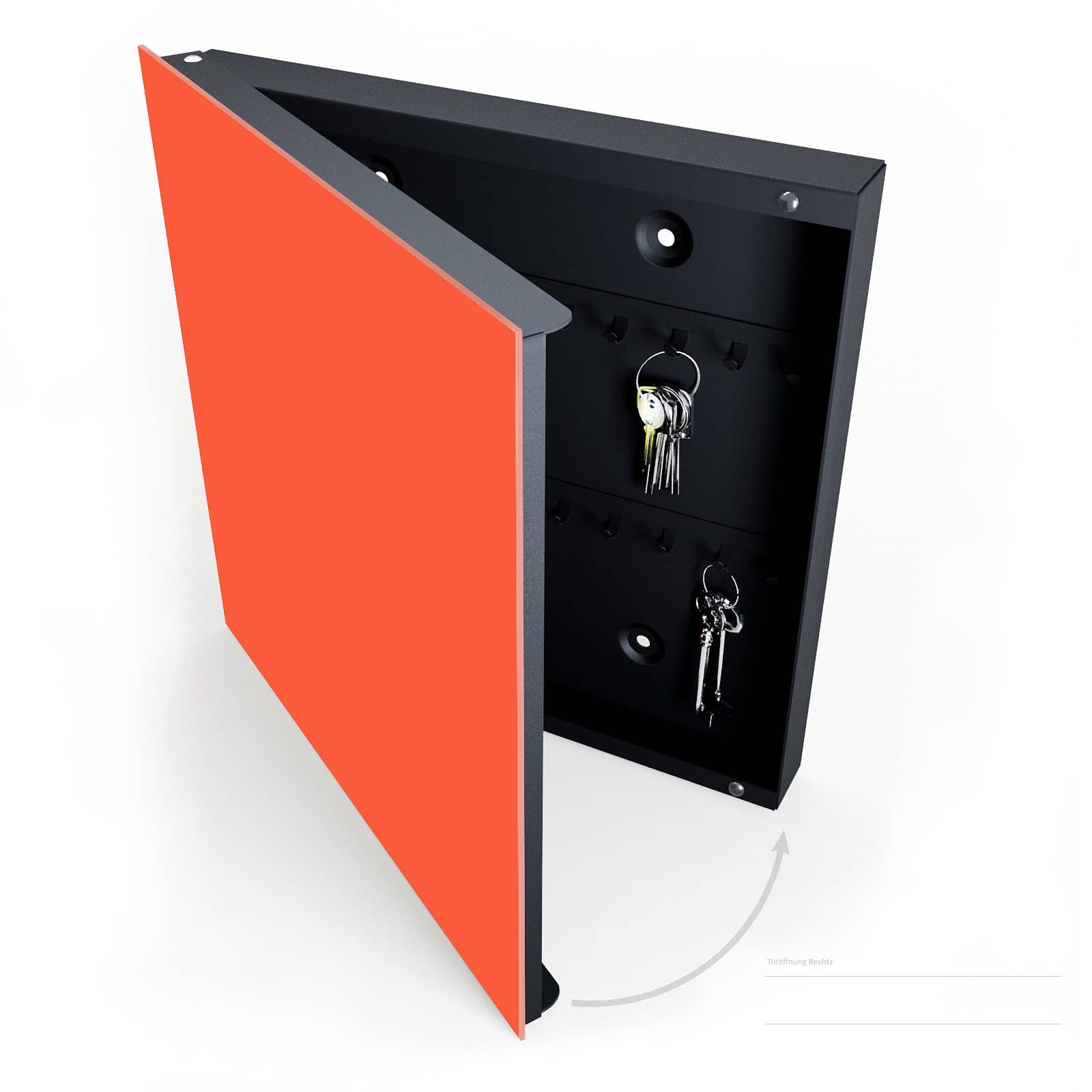Praktisches schlüsselboard design mit Motiv Rot-Oranger Hintergrund halboffen mit Schlüsseln