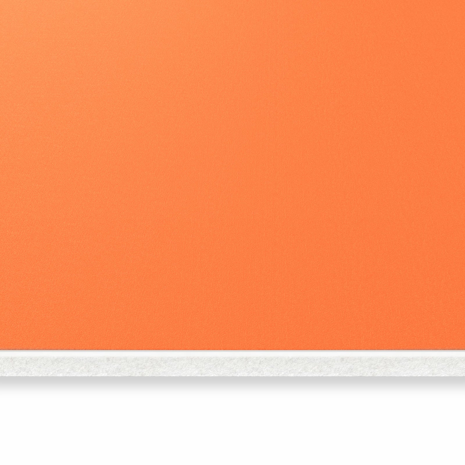 Langlebiger Küchenteppich mit Motiv Dunkeloranger Hintergrund I in seitlicher Ansicht