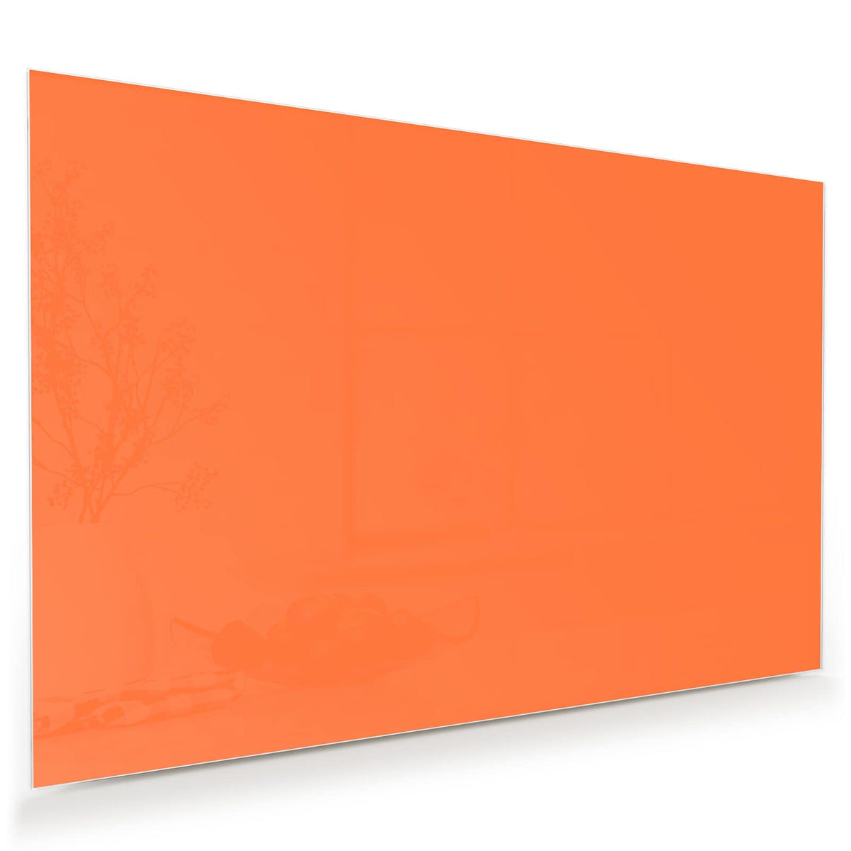 Wandbild aus Glas mit Motiv Korallenorange: Vollflächiges helles Orange