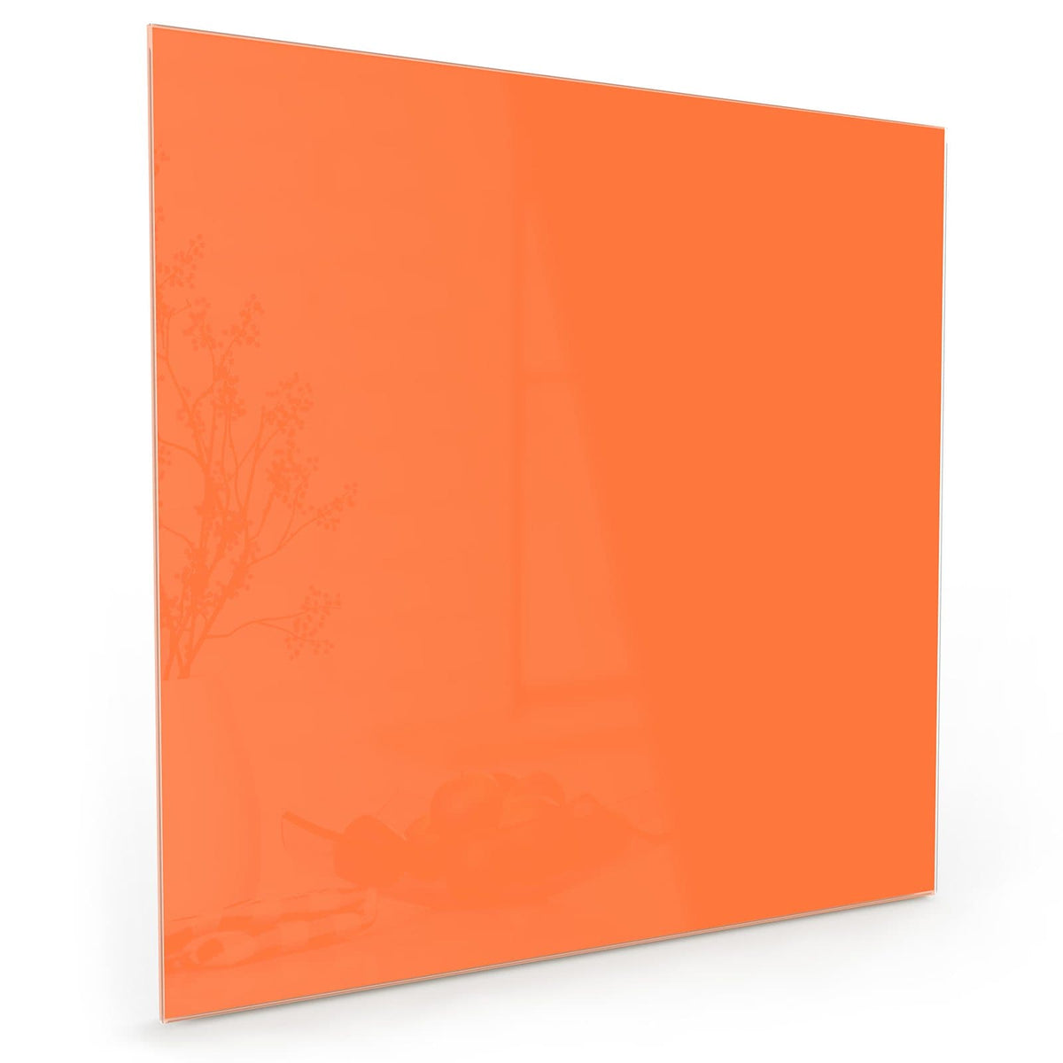 Küchenrückwand aus Glas im quadratischen Format mit Motiv Korallenorange: Vollflächiges helles Orange