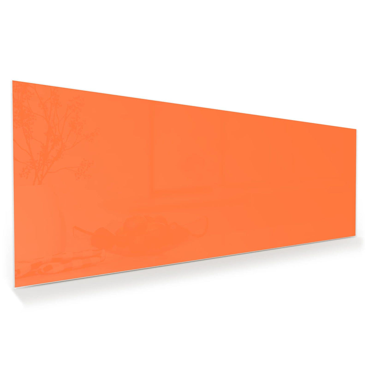 Wandbild aus Glas mit Motiv Korallenorange: Vollflächiges helles Orange #grösse_100 x 40 cm #grösse_125 x 50 cm #grösse_150 x 60 cm