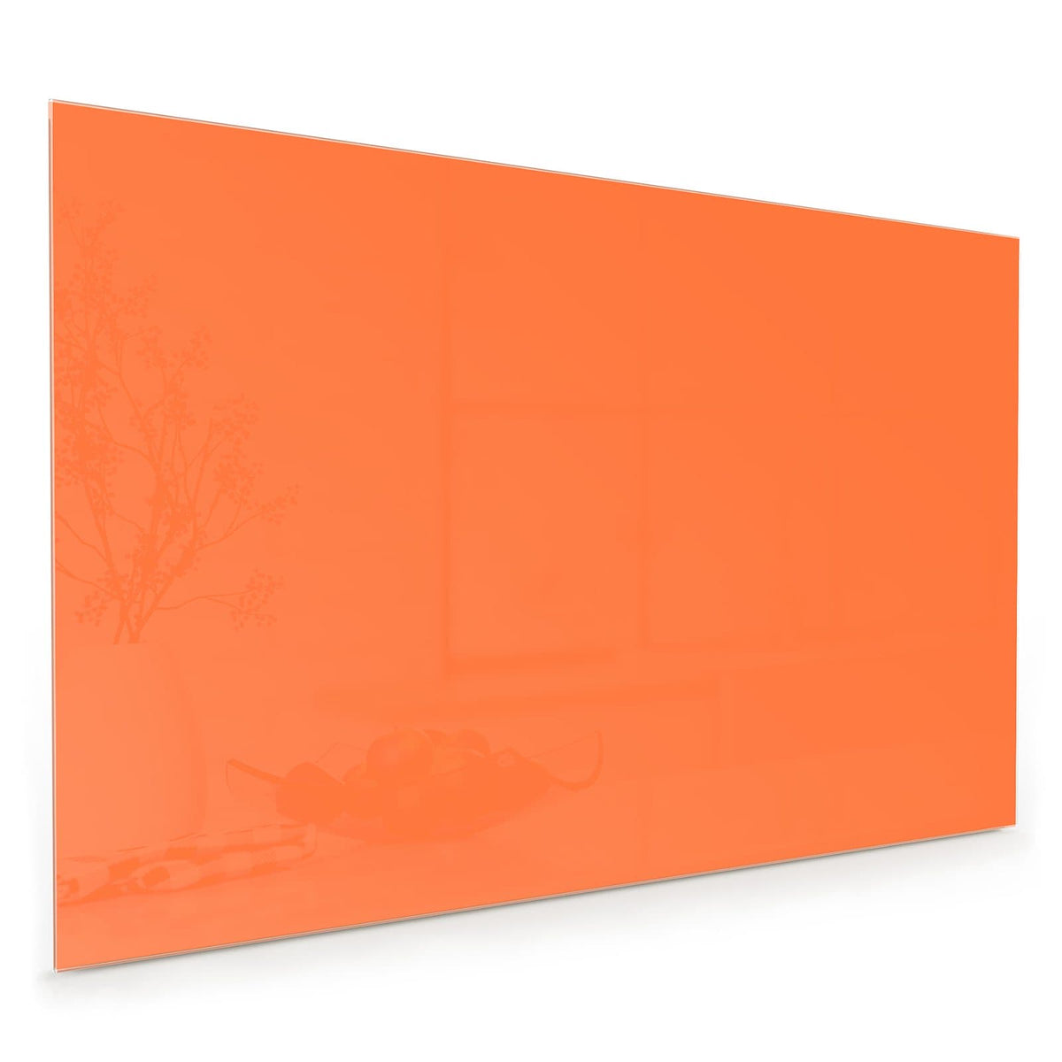 Küchenrückwand aus Glas im Hochformat mit Motiv Korallenorange: Vollflächiges helles Orange