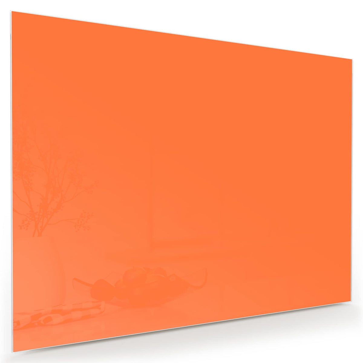 Wandbild aus Glas mit Motiv Korallenorange: Vollflächiges helles Orange