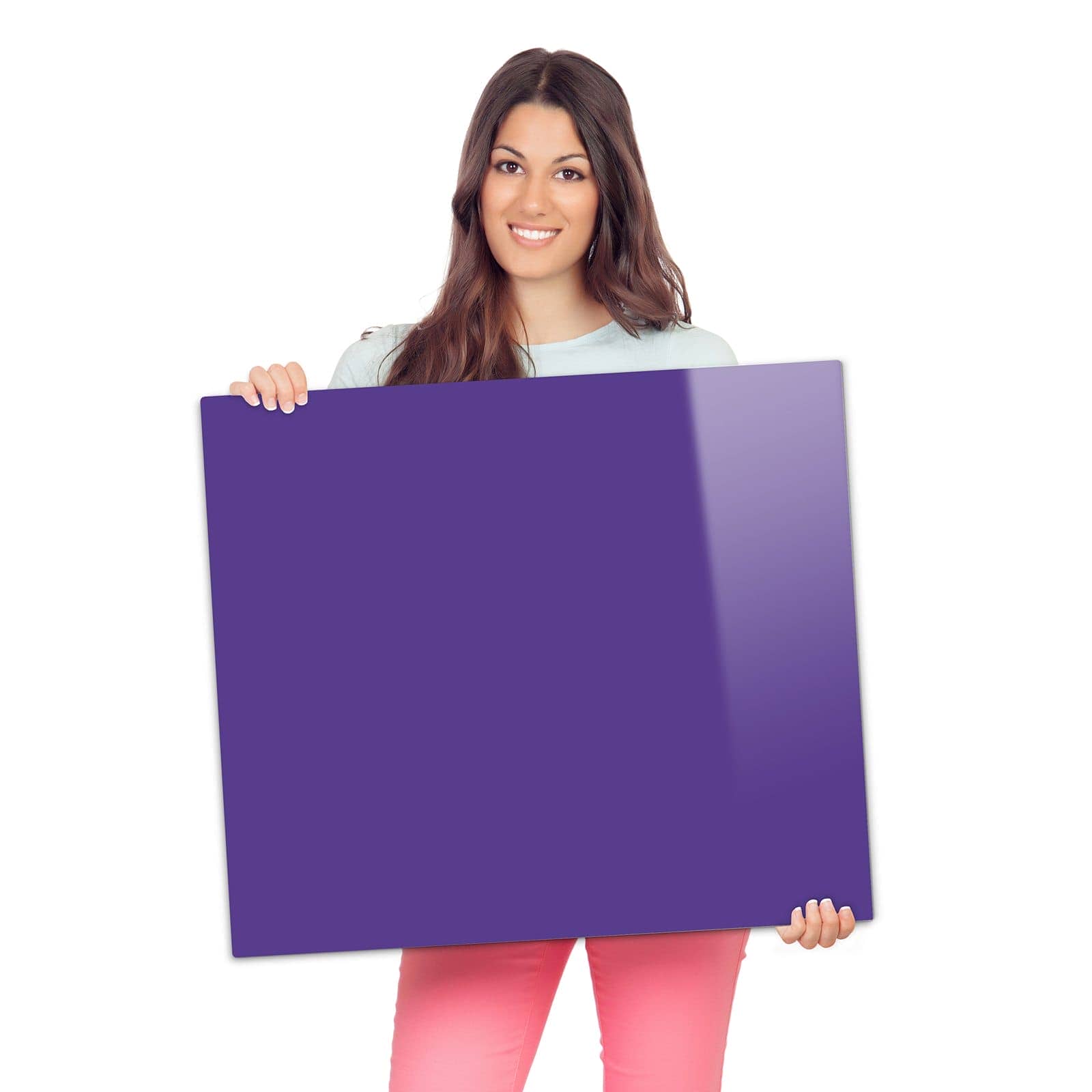 1-teilige Abdeckplatten für Herd mit Lila Hintergrund I-Motiv wird zur Größendarstellung gehalten