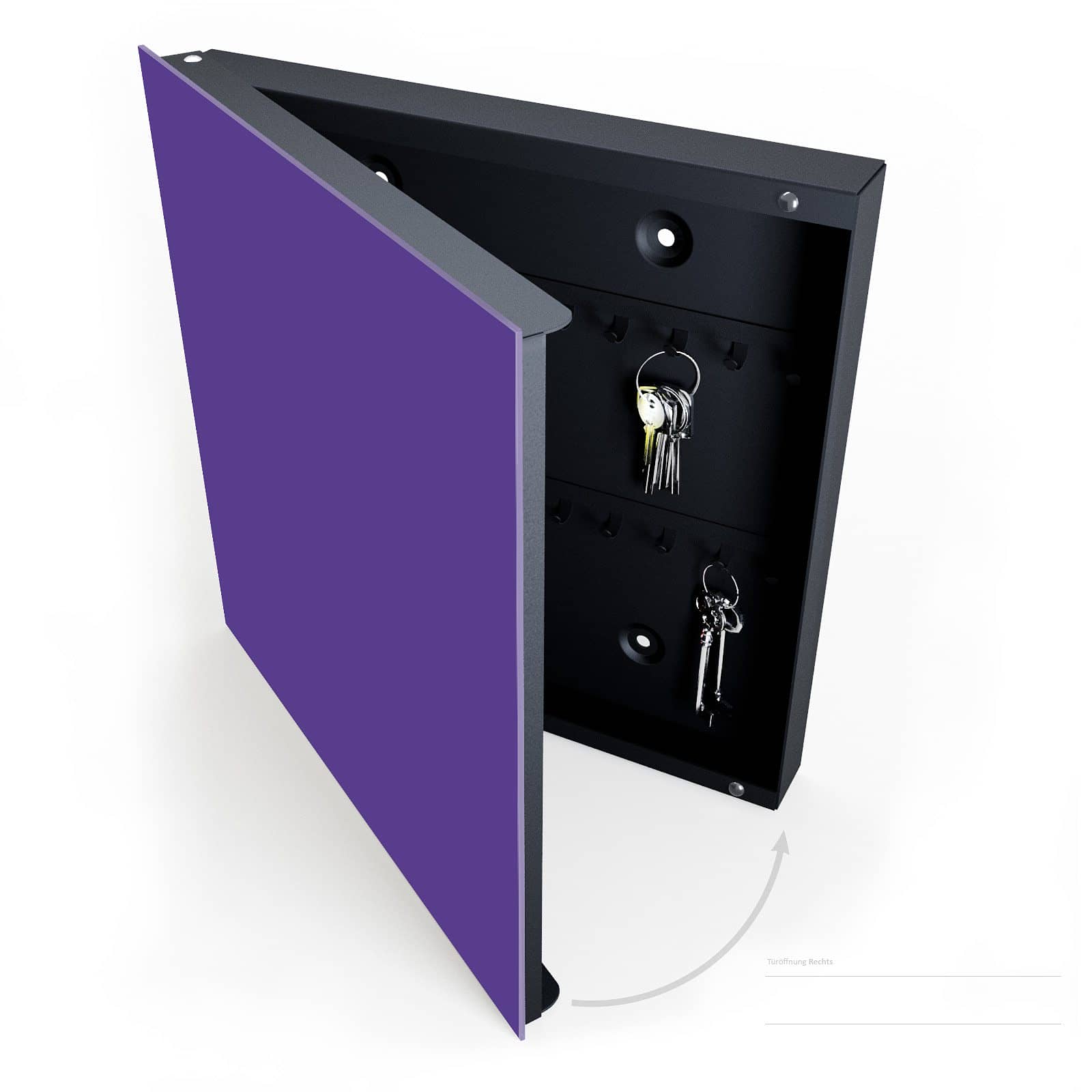 Farbechte Schlüsselbox mit Motiv Lila Hintergrund I halboffen mit Schlüsseln für Autoschlüssel