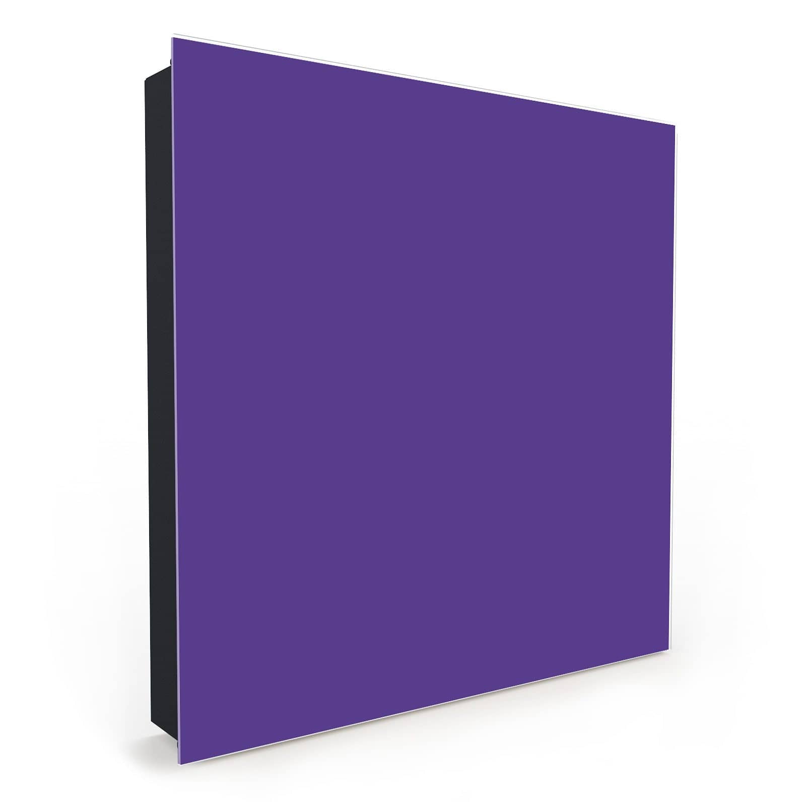 Praktischer Schlüsselkasten mit Glasscheibe und Motiv Lila Hintergrund I in Seitenansicht mit Glasfront #türöffnung_Links