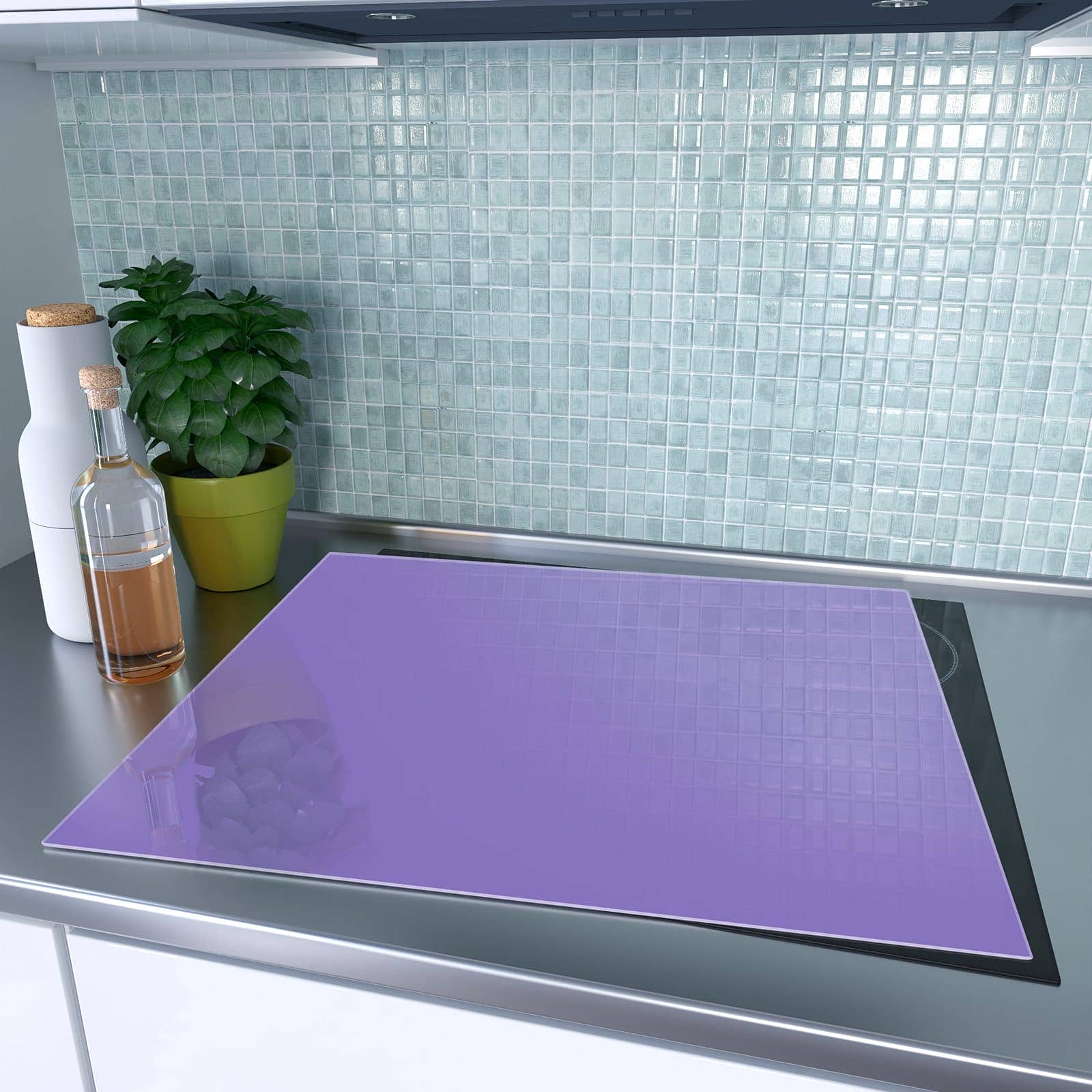 1-teilige Herdabdeckplatten für Ceranfeld mit Violetter Hintergrund I-Motiv auf dem Ceranfeld