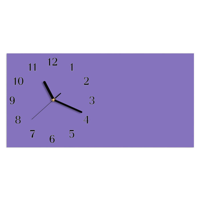 Wanduhr Violetter Hintergrund I aus Glas – Querformat 60 × 30 cm mit Ziffernblatt Klassisch