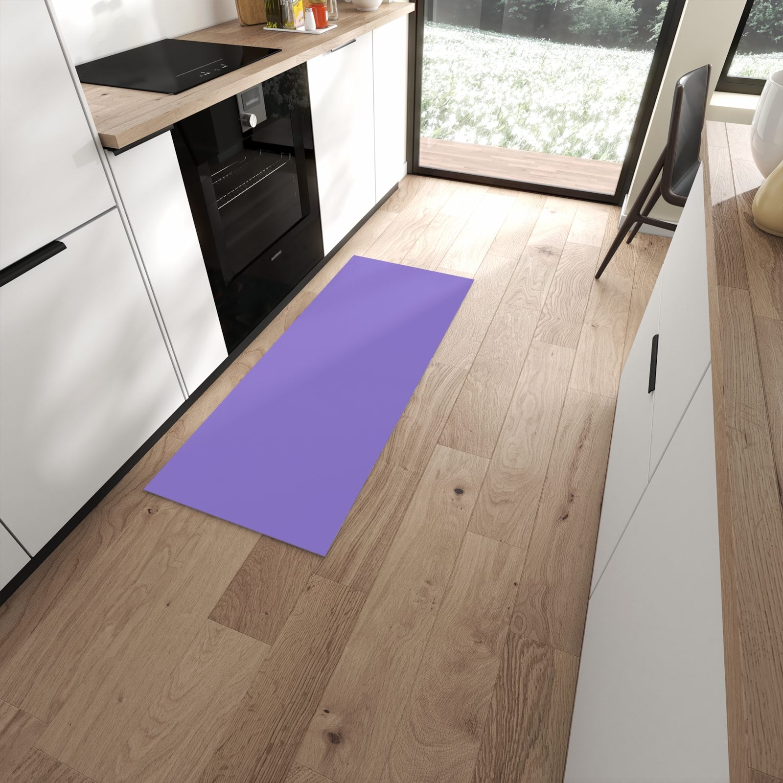 Langlebiger Küchenläufer mit Motiv Violetter Hintergrund I in moderner Küche #grösse_60 x 150 cm