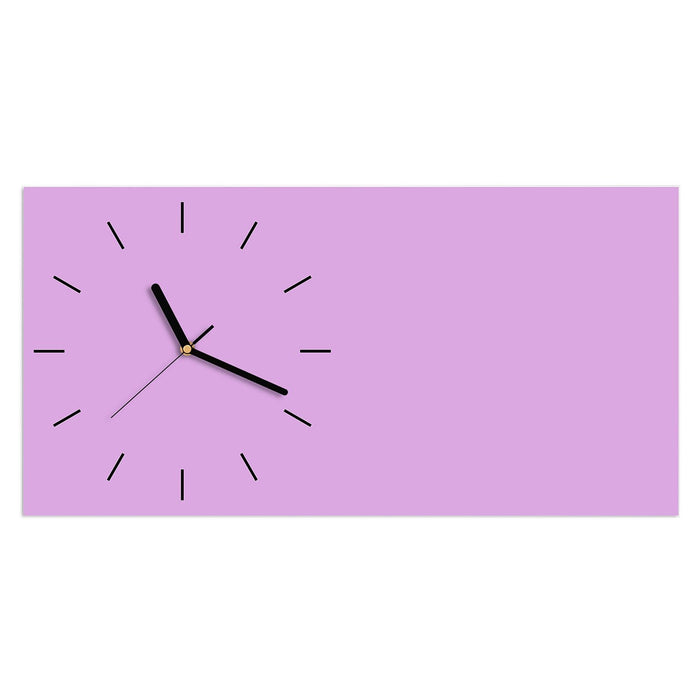 Wanduhr Violetter Hintergrund II aus Glas – Querformat 60 × 30 cm mit Ziffernblatt Linie