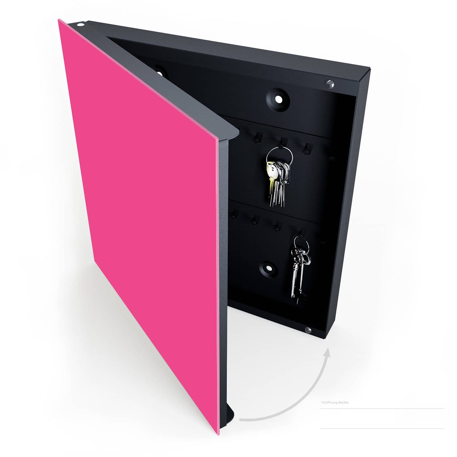 Komfortabler Schlüsselkasten mit Motiv Pinker Hintergrund halboffen mit Schlüsseln