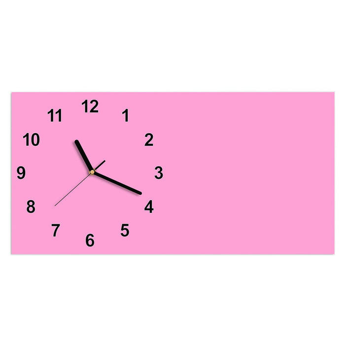 Wanduhr Rosa Hintergrund aus Glas – Querformat 60 × 30 cm mit Ziffernblatt Modern