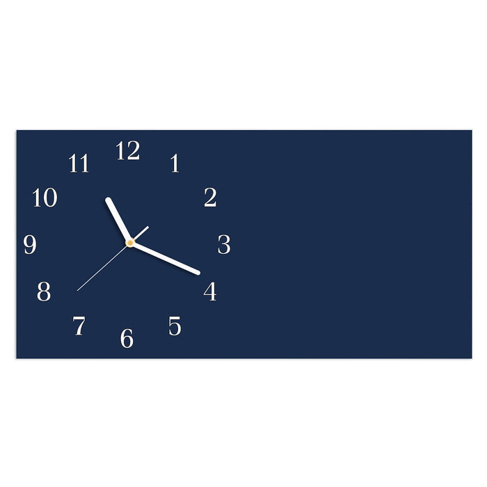 Wanduhr Marineblauer Hintergrund I aus Glas – Querformat 60 × 30 cm mit Ziffernblatt Klassisch