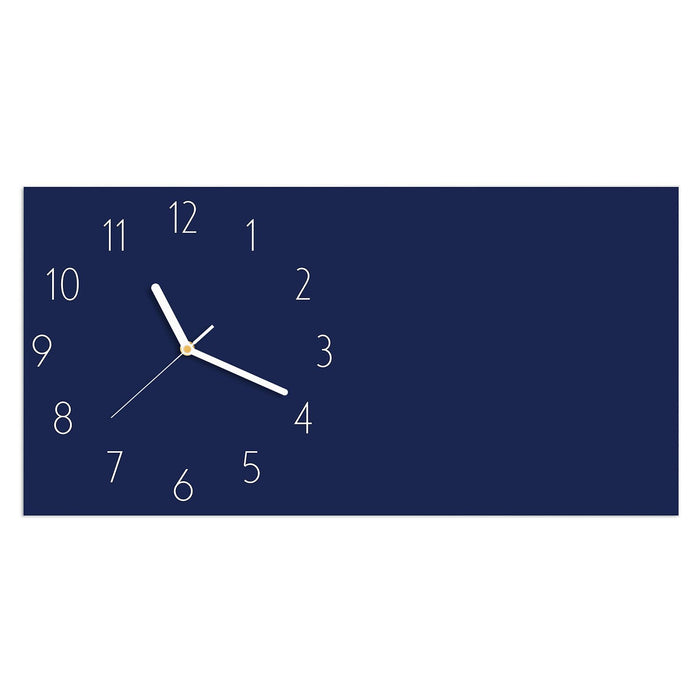 Wanduhr Marineblauer Hintergrund II aus Glas – Querformat 60 × 30 cm mit Ziffernblatt Elegant