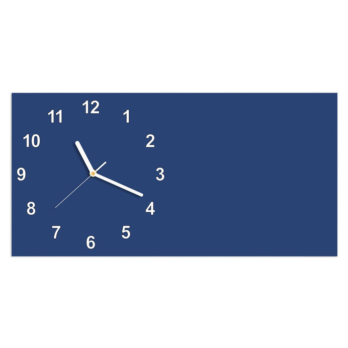 Wanduhr Marineblauer Hintergrund III aus Glas – Querformat 60 × 30 cm mit Ziffernblatt Modern