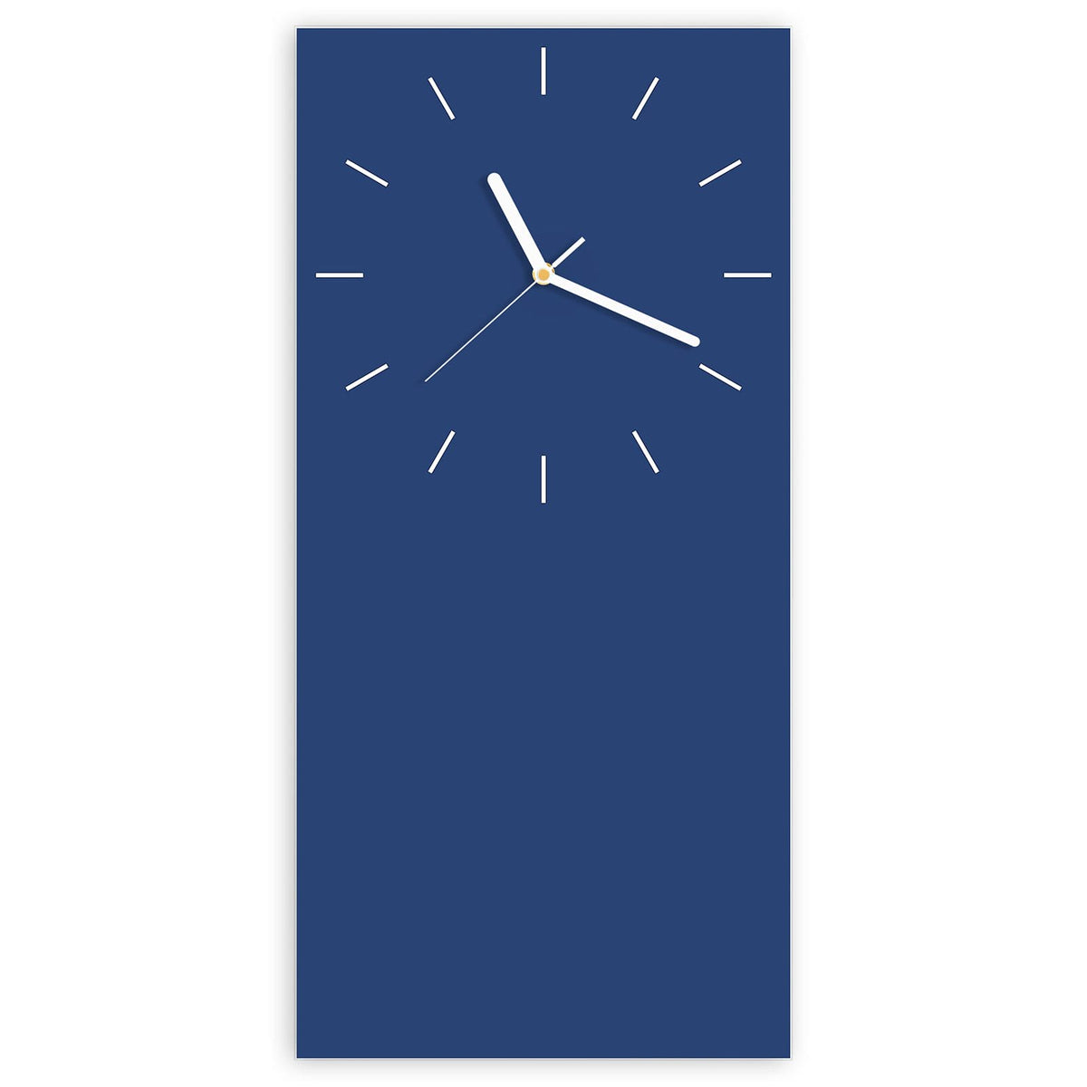 Wanduhr aus Glas, Ziffernblatt Linie mit Motiv Jeansblau: Mittleres, leicht graues Marineblau als Vollfläche