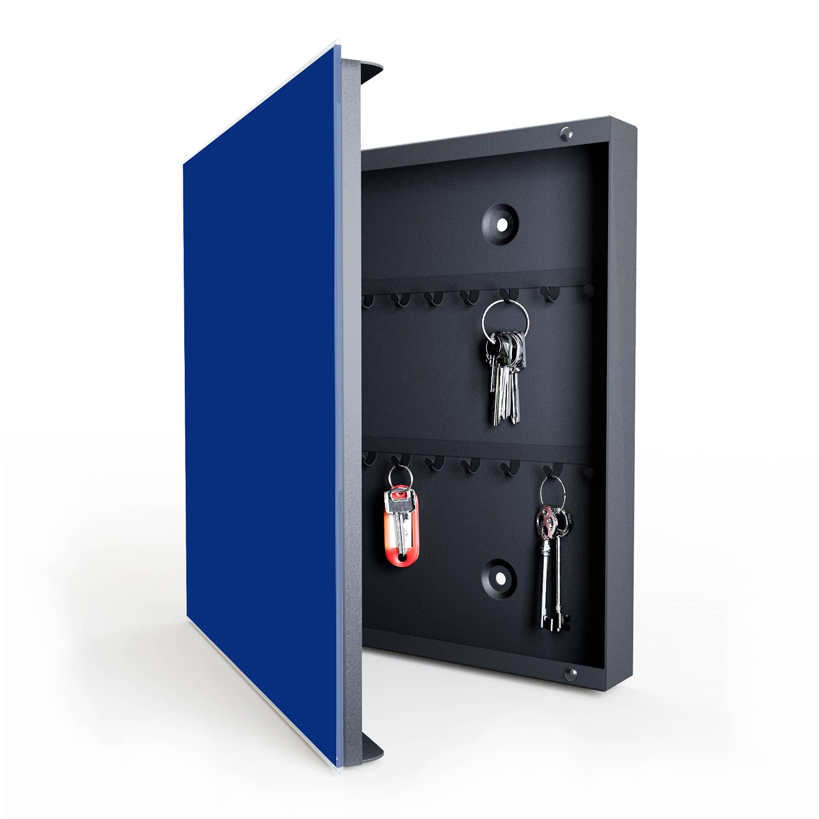 Beschreibbare Schlüsselablage mit Motiv Königsblauer Hintergrund I in geöffneter Innenansicht